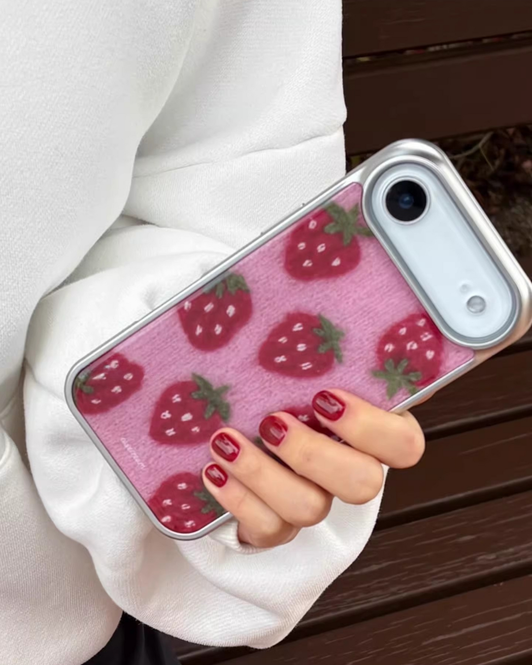 knitted strawberry phone case π
