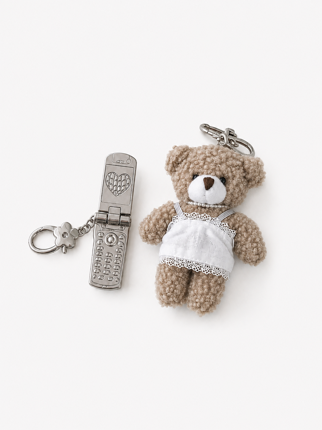 Heart World Flip Phone Keychain