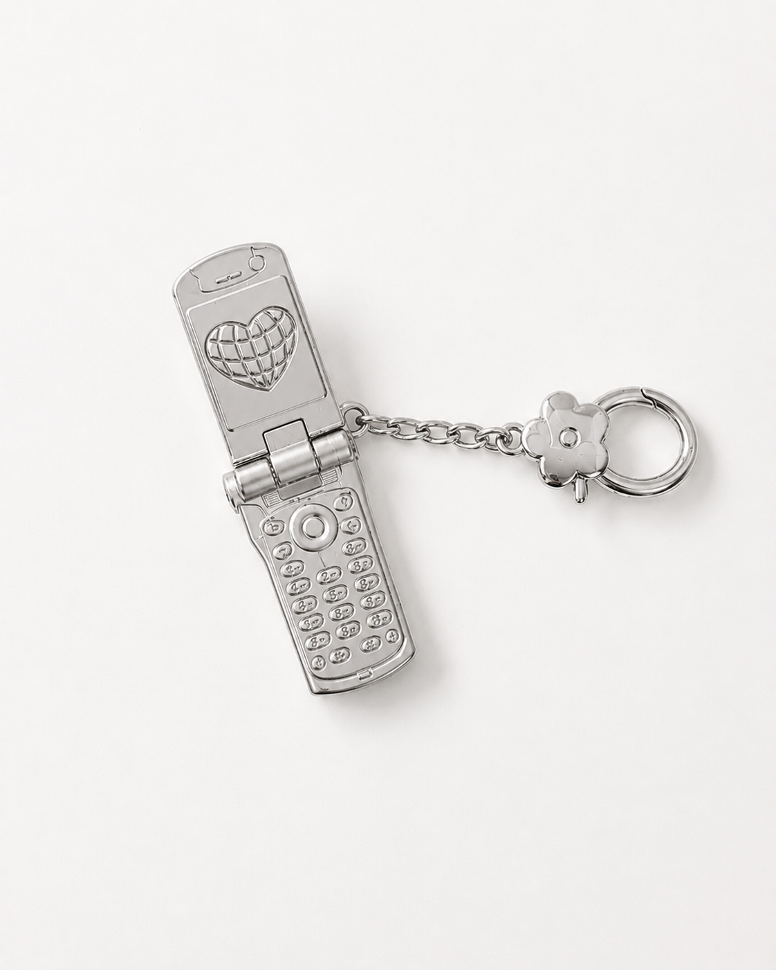 Heart World Flip Phone Keychain