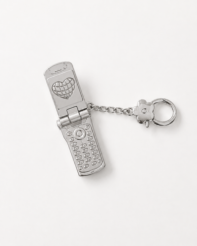 Heart World Flip Phone Keychain